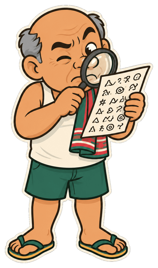 Uncle Lee squinting at scrambled ciphertext